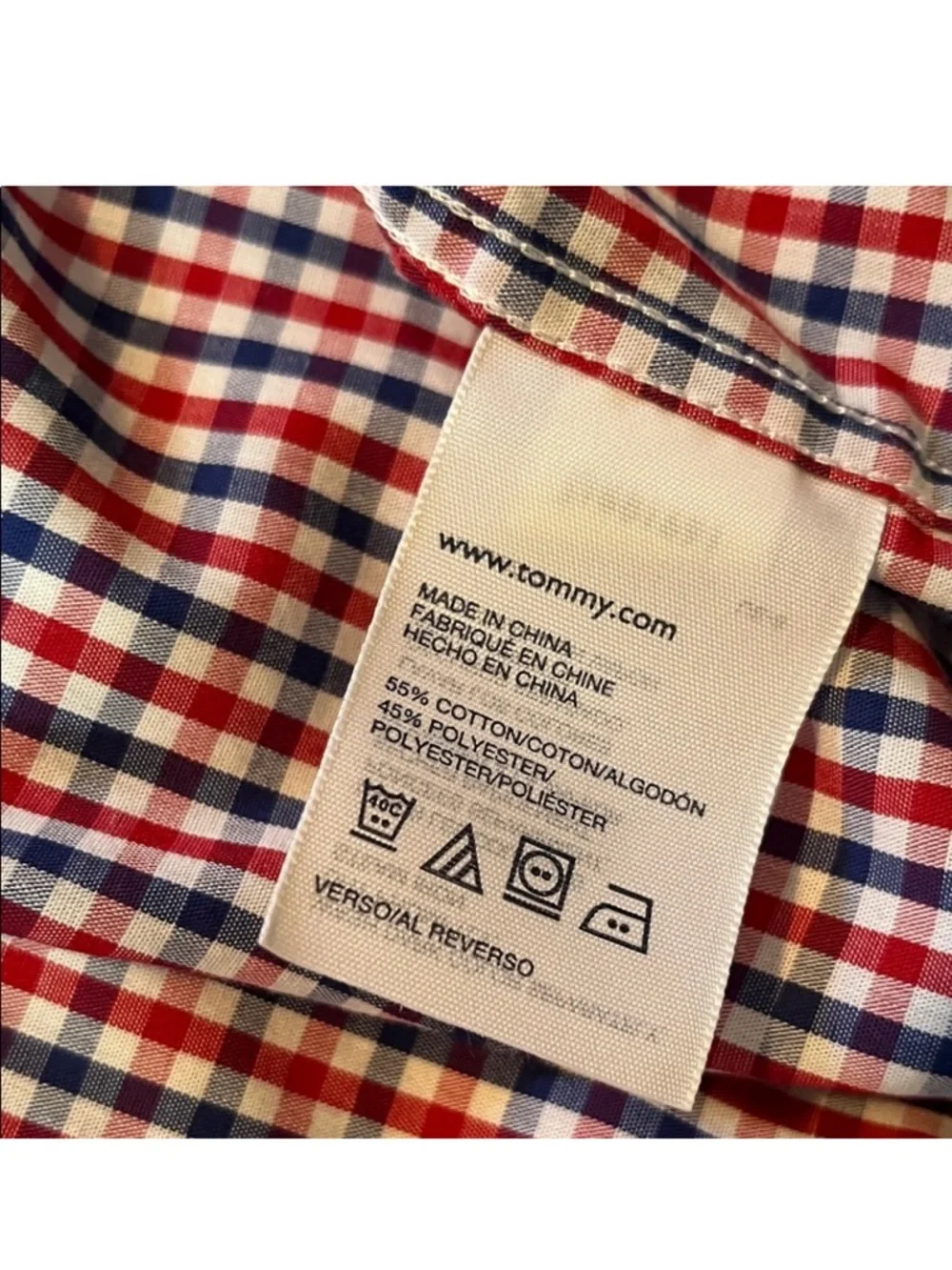 Tommy Hilfiger Boys Red Blue Gingham Dress Shirt - Long Sleeve Size 14